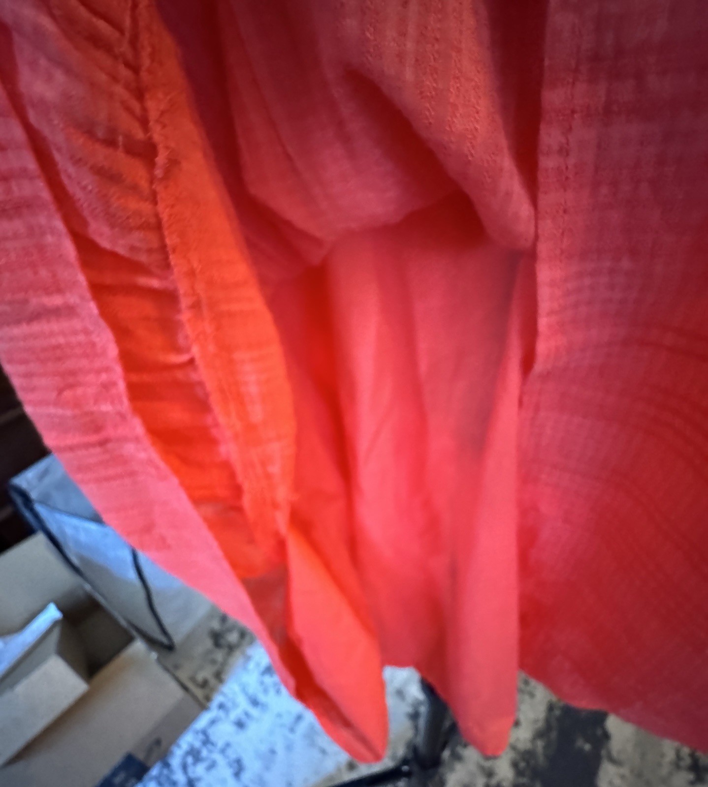 Loft Lightweight Lined Orange Ruffle Sleeve V Neck Dress Medium