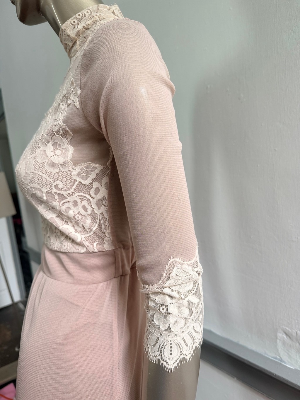 Holy As Hell Blush Lace Open Back Mini Dress Women’s Small Romantic Coquette Cot