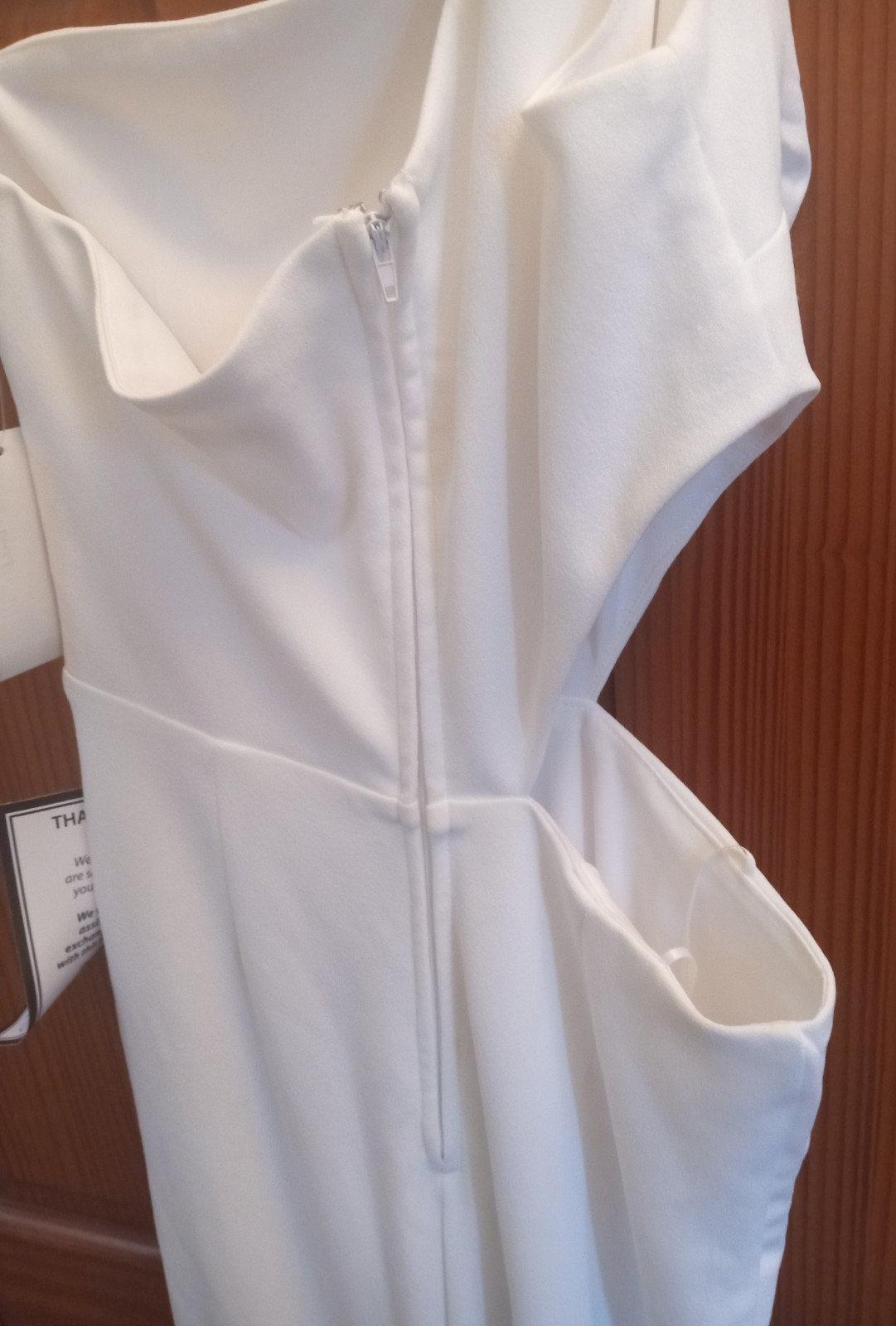 Crystal Doll Juniors’ One-Shoulder Long Gown, Ivory, Size 3, MSRP $79, Cut Out