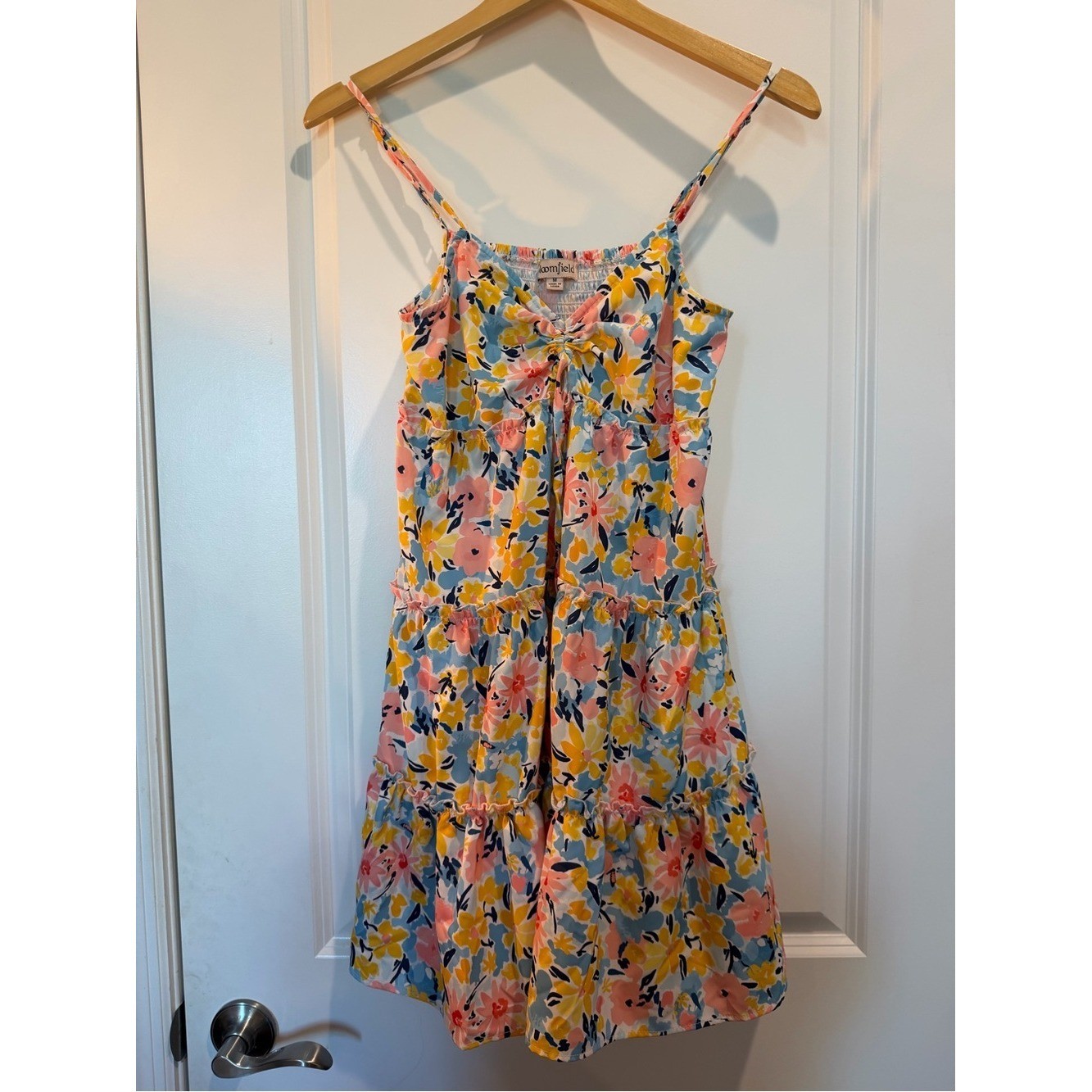 Bloomfield Floral Tie Front Tiered Sundress Sleeveless Women’s Medium