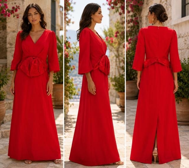 Sachin & Babi Vibrant Red Crepe Bow Dress Size 18 $725