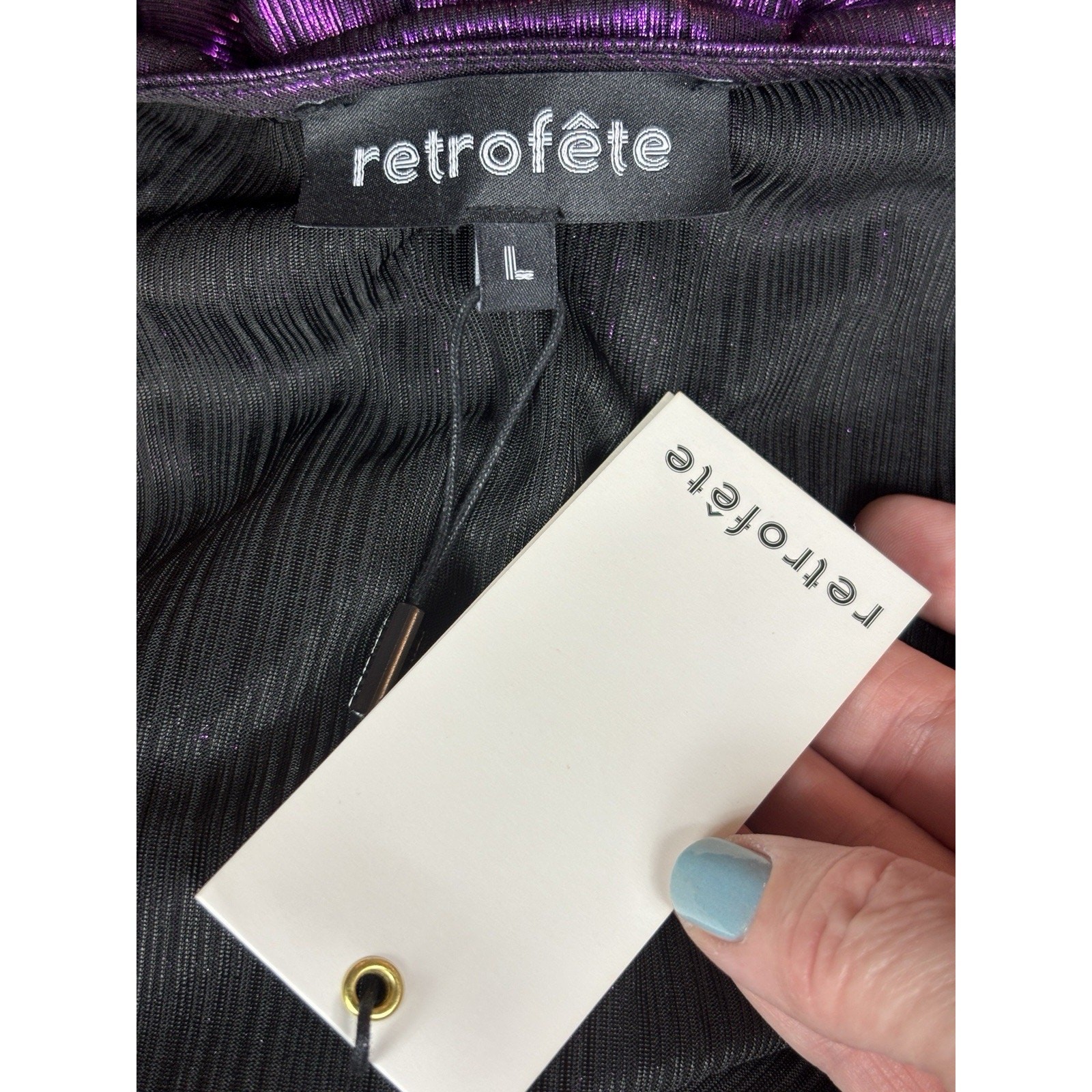 NWT Retrofete Flora Maxi Wrap Dress Purple Metallic Size Large TT-1952 Plisse