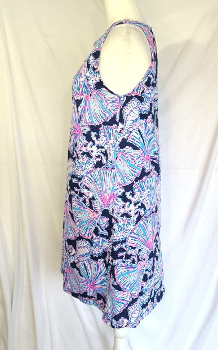 New Lilly Pulitzer Deep Sea Navy Shells Luella Shift Dress Small Pima Cotton