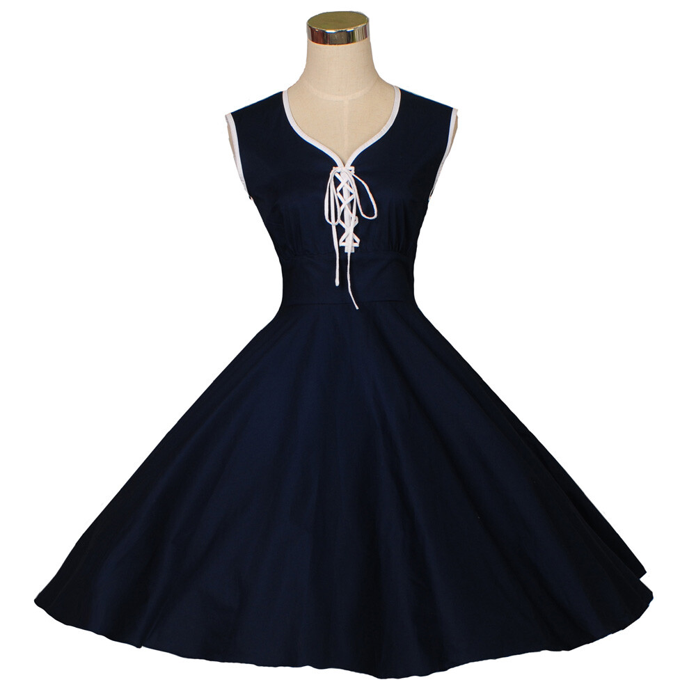 Purple 50s 60s Style Vintage Rockabilly Retro TEA Dress Party Dresses Cotton