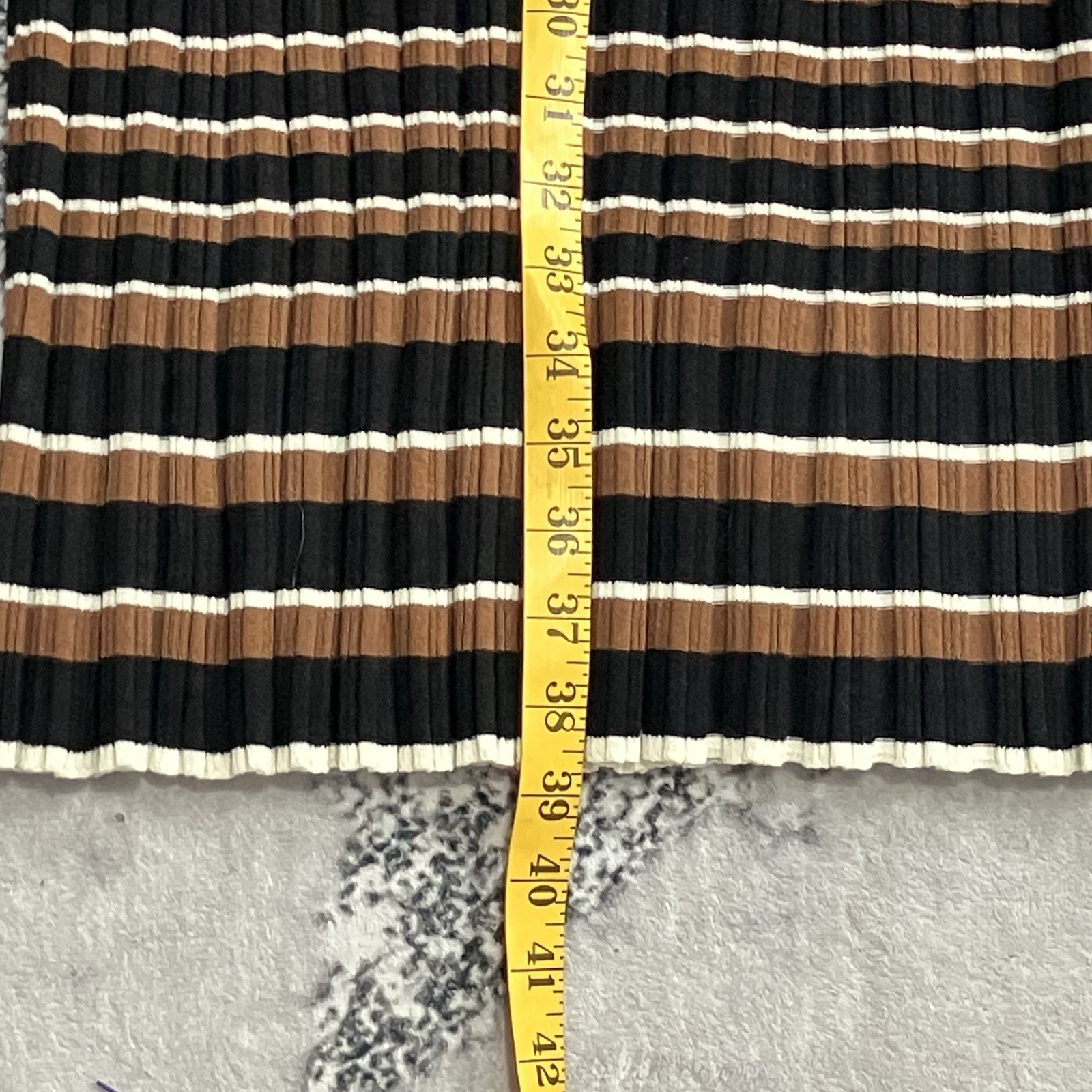 Theory Dress Womens Size M Ribbed Stripe Knit Midi Polo Collar Brown Black NWT
