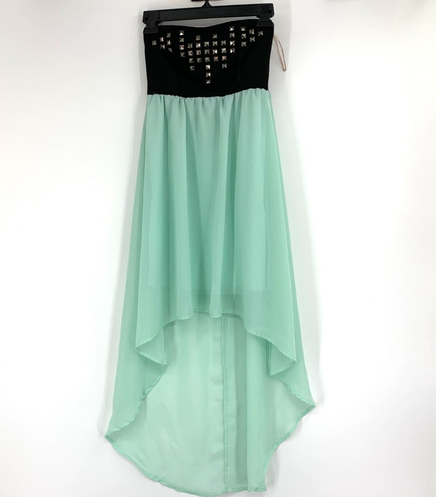 Womens Jesse & J Dress Small Jr Hi-Low Georgette Studded Dress Strapless 0927