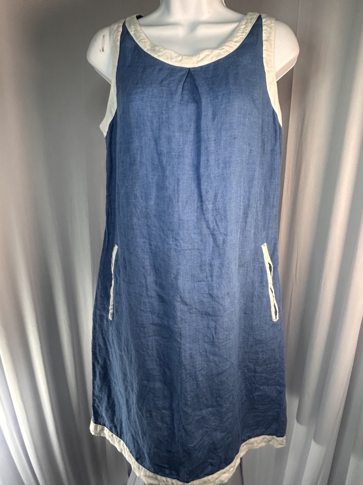 Umberto Carro linen dress womens sleeveless mini Made in Italy Small