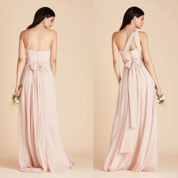 Birdy Grey Size Large Multi Style Strapless Tie Waist Gown Dusty Pink Blush