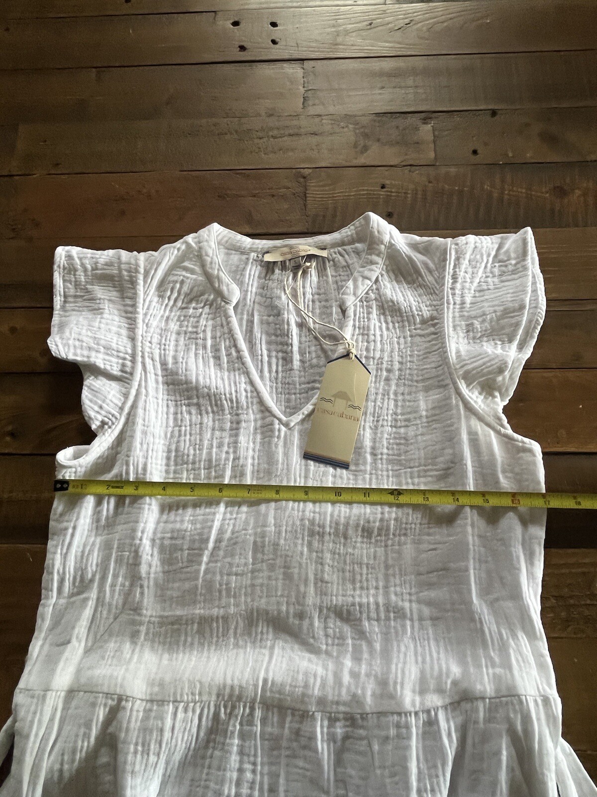 White Flutter Sleeves CASA CABANA ISABEL Eyelet Gauzy Dress NWT MSRP $78.00 S