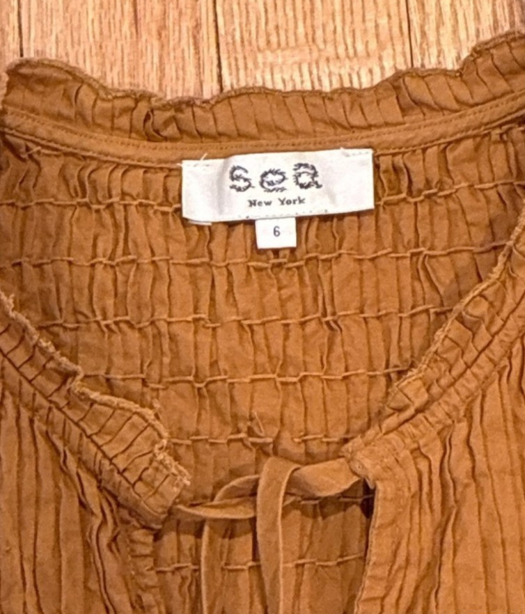 Sea New York Marigold Smocked Shift Mini Dress Size 6