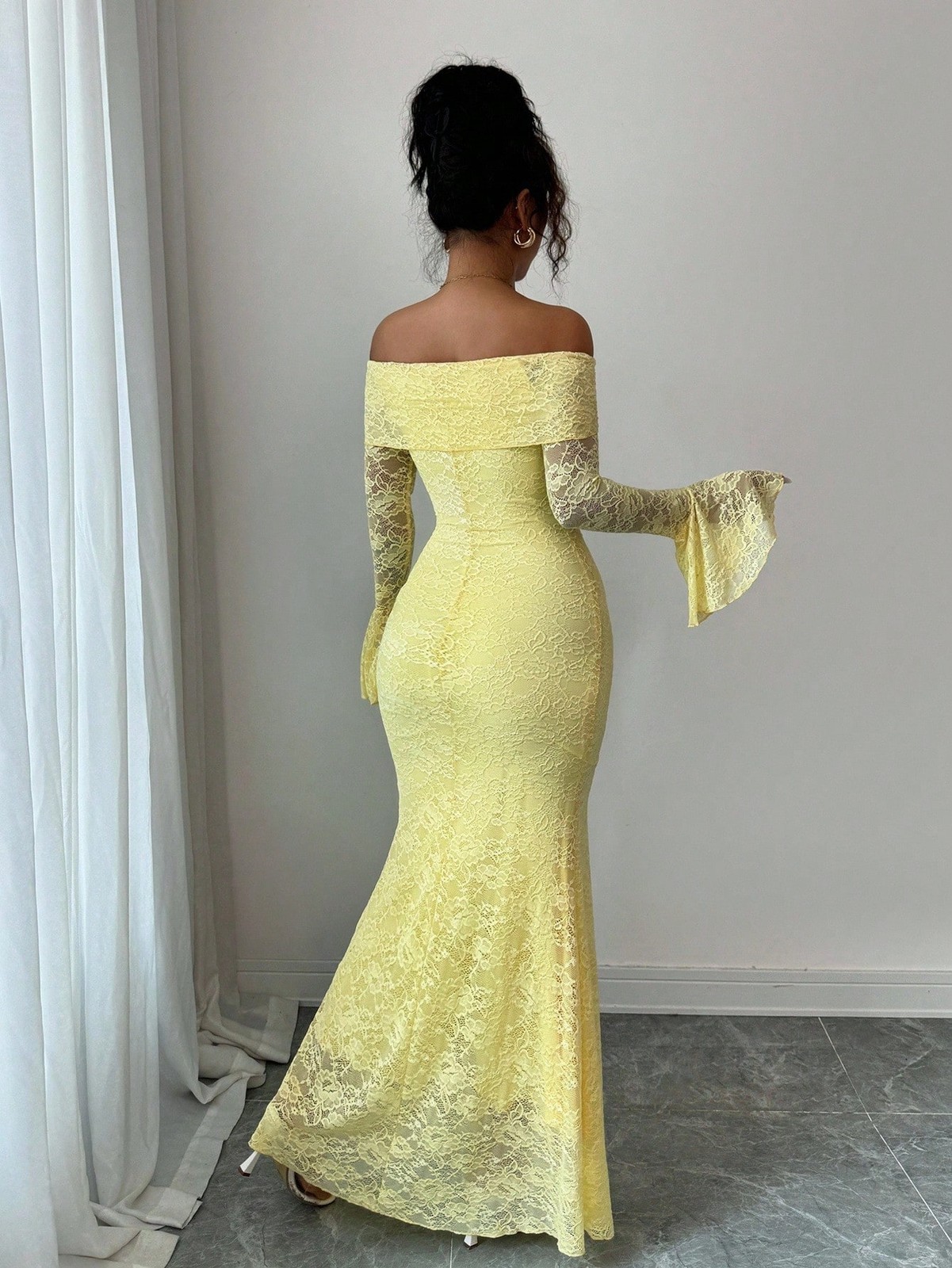 Elegant Off Shoulder Maxi Dress for Women in Yellow