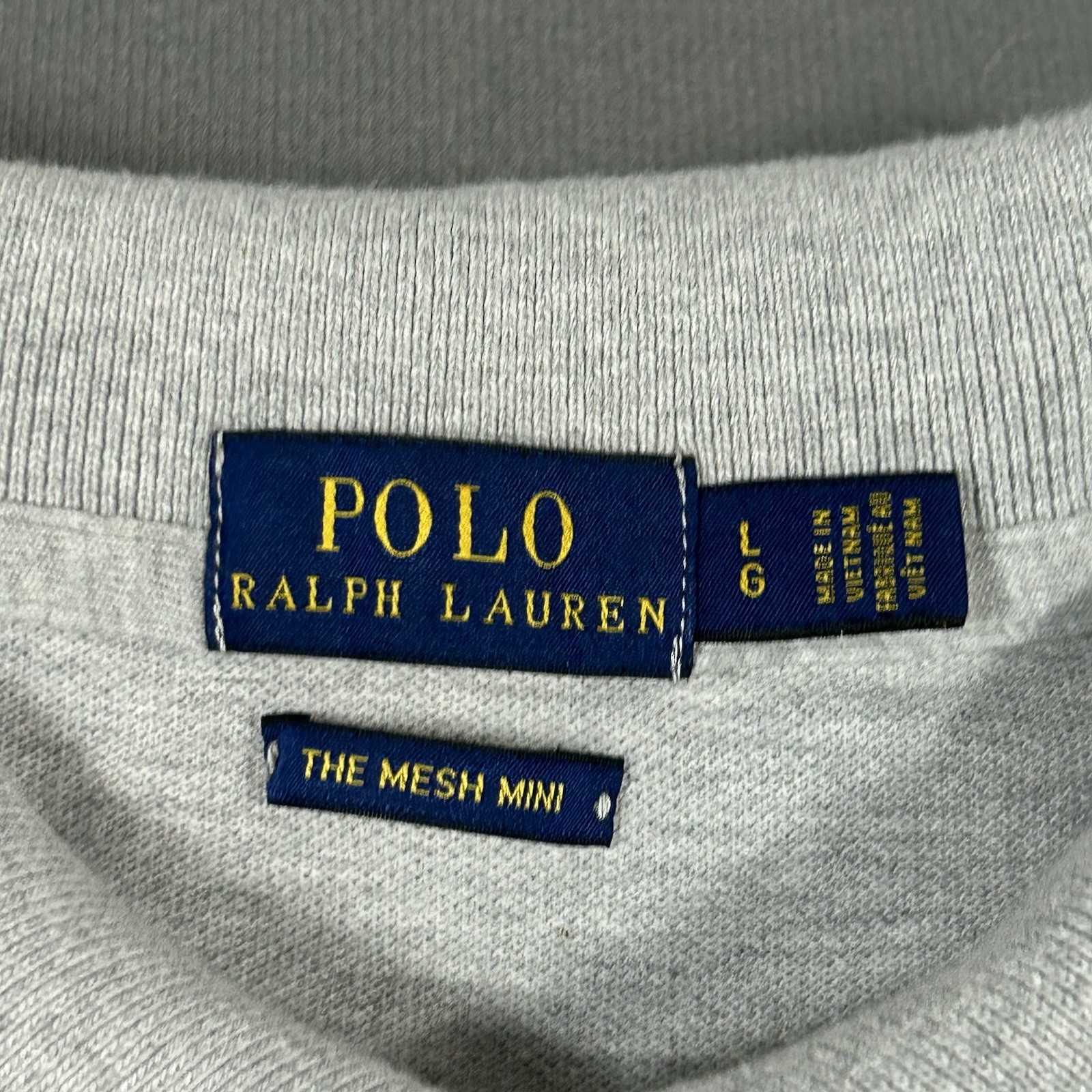 Polo Bear Ralph Lauren The Mesh Mini Dress Womens Large Gray Knit Cotton