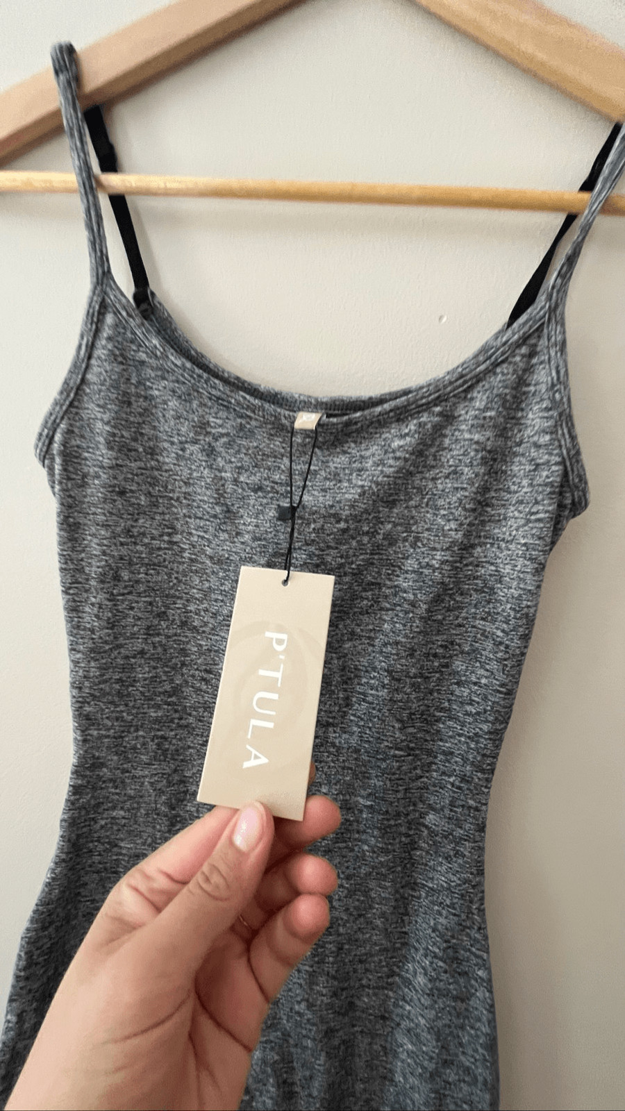 NWT P’tula Gray Marled Mini Dress – XXS – Bodycon Athleisure Spaghetti Strap