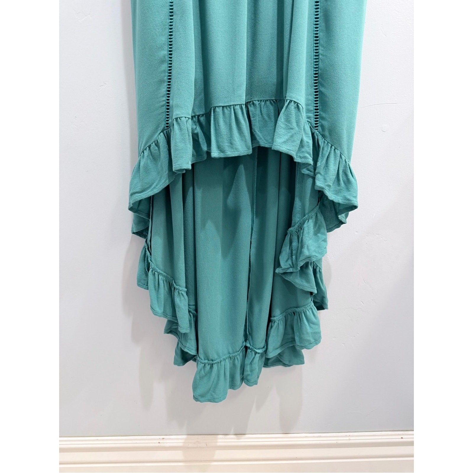 Jack by BB Dakota Turquoise Ruffle High-Low Spaghetti Dress