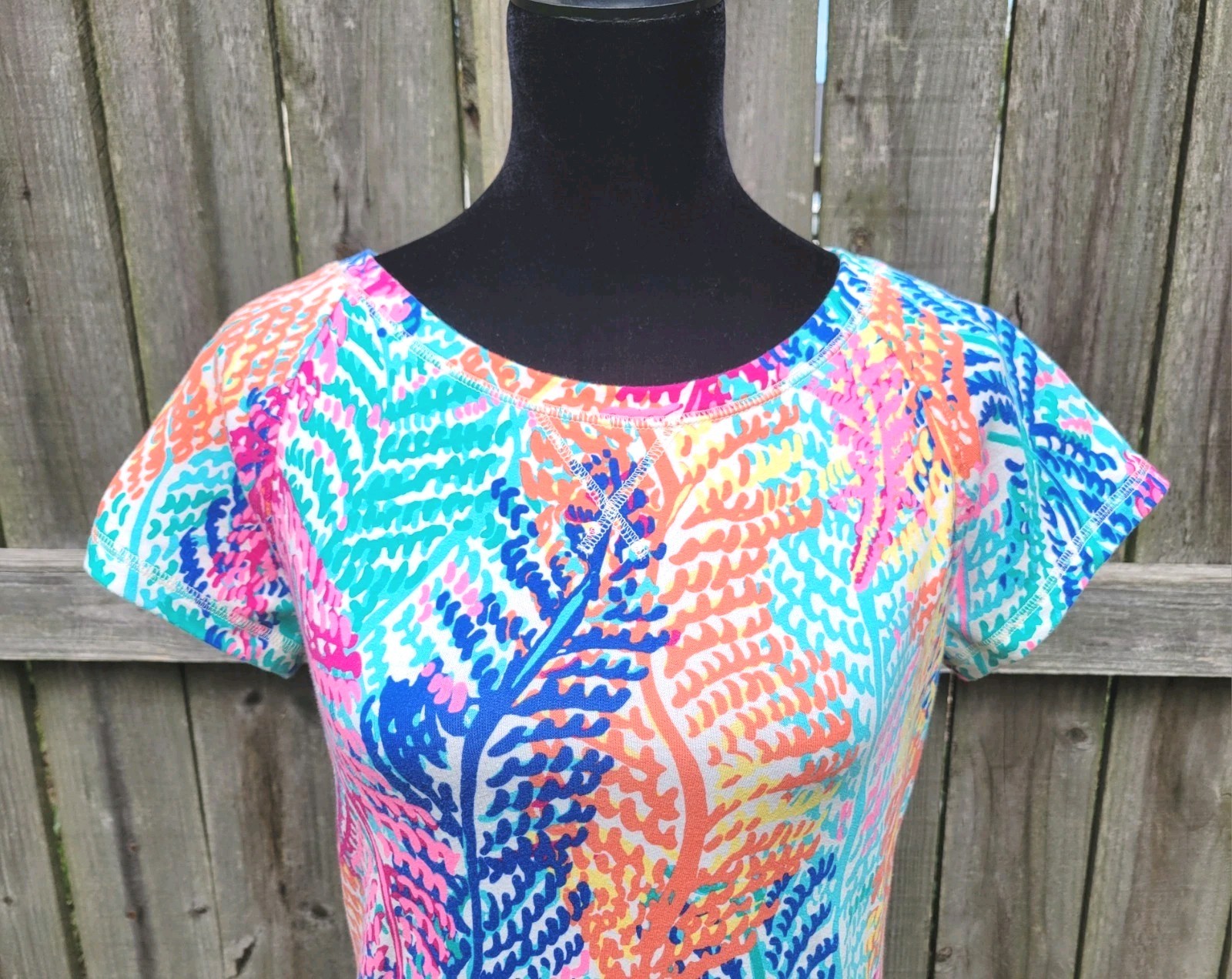Lilly Pulitzer Womens French Terry Dress *Electric Feel Good* Sz Small Tropical