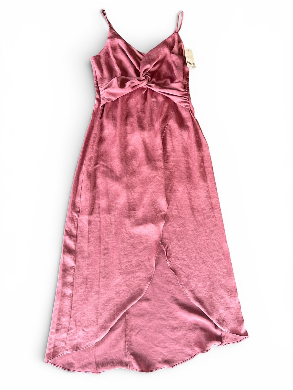 Bar III Women’s Solid Pink V-Neck Spaghetti Strap Midi Slip Dress, M