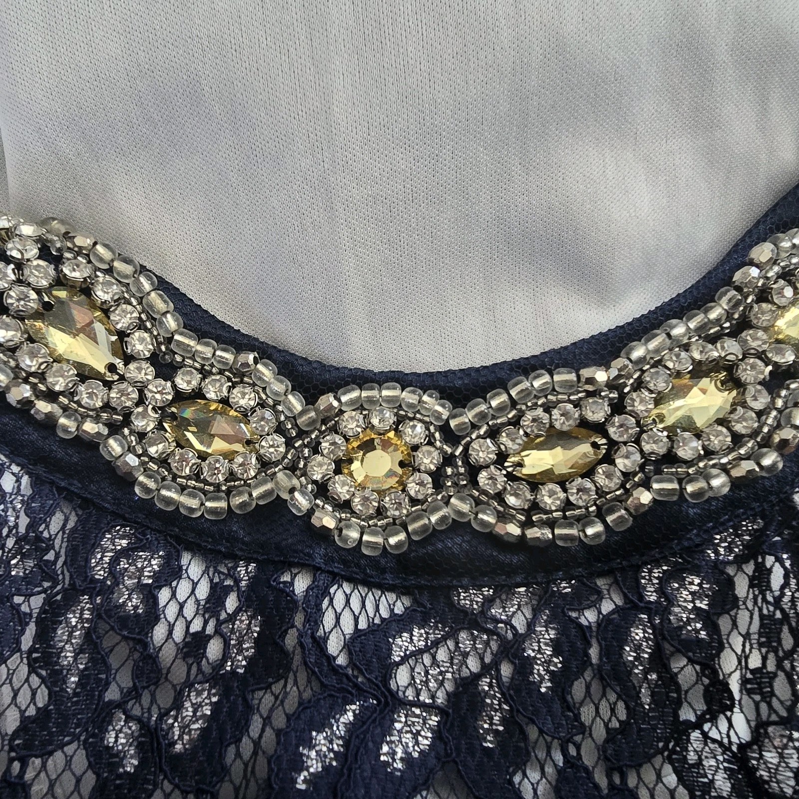 Sequin Hearts Light Blue Lace Beaded Halter Mermaid Formal Prom Dress Size 7