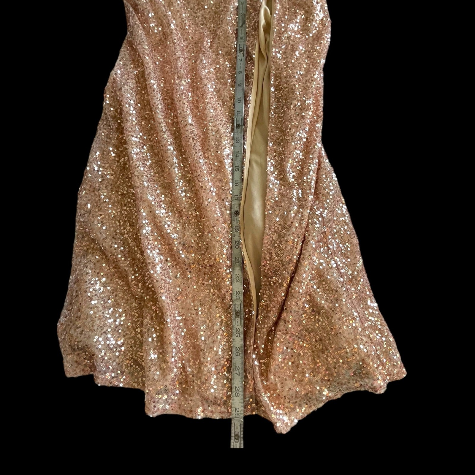 Dancing Queen Gold Sequin w Crystals One Shoulder Goddess Long Formal Dress XS