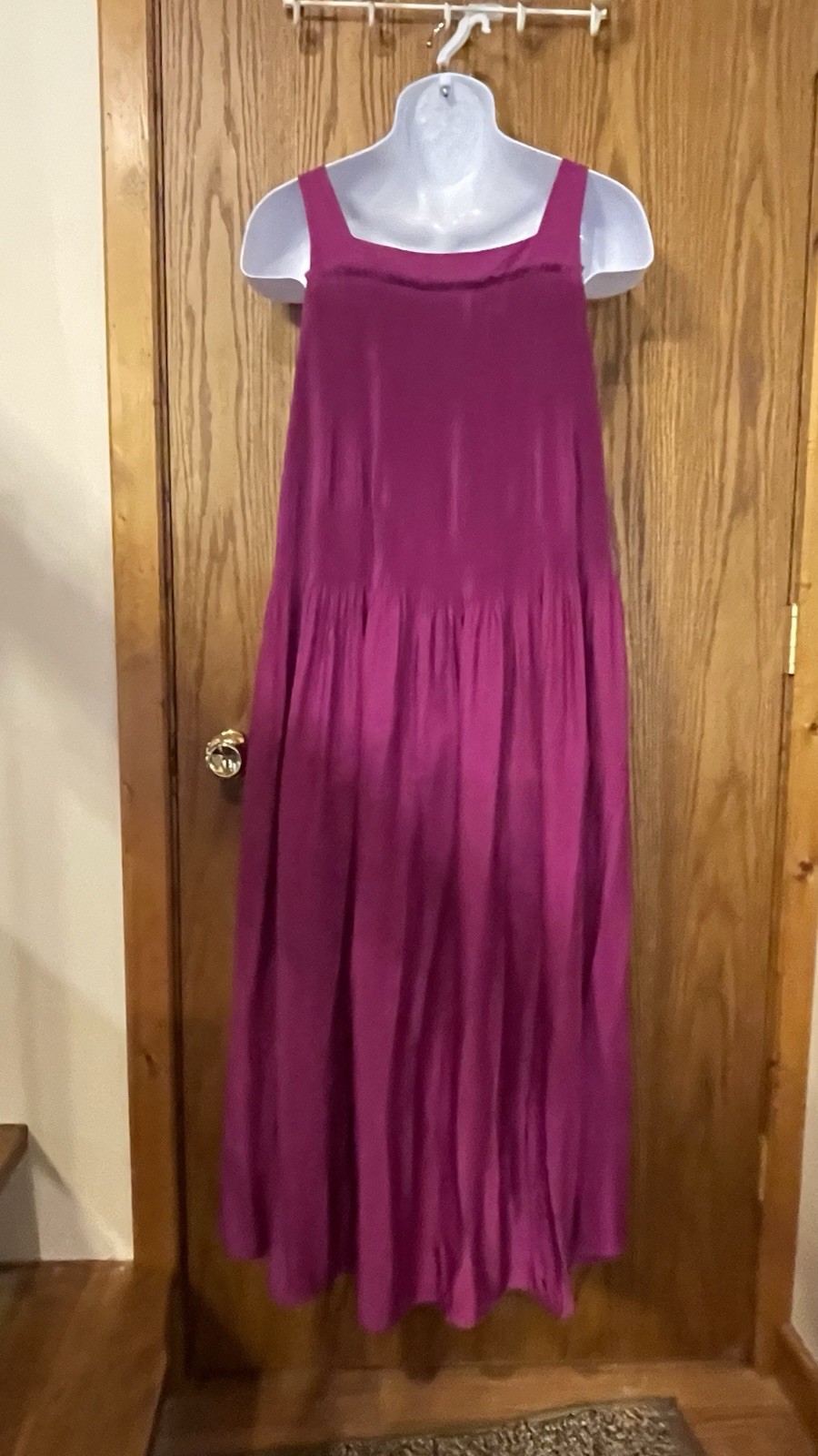 Oliver Bonas Size 6 Purple Swing Satin Midi V Neck Dress