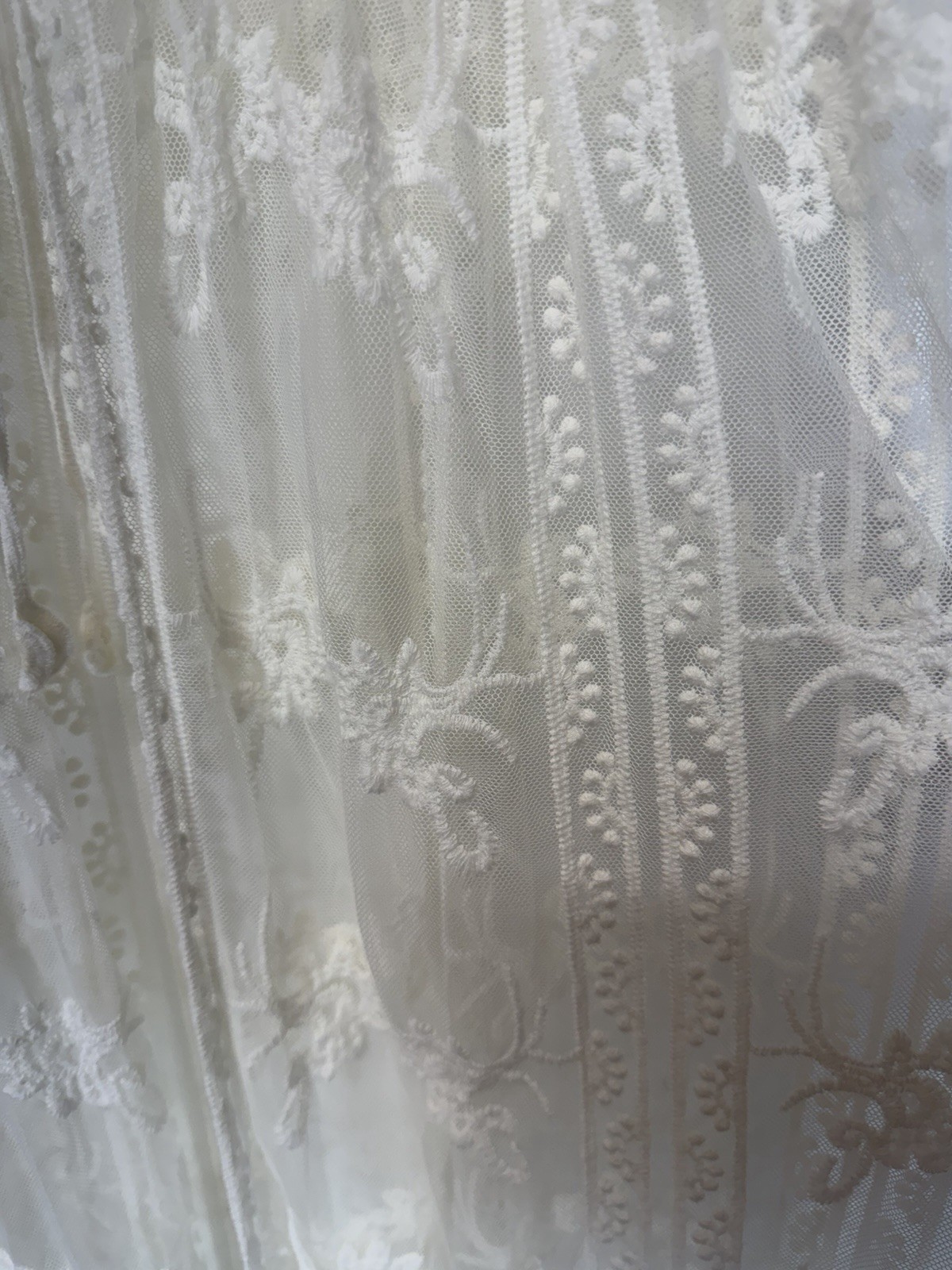 Mustard Seed Lace Sheer Dres Embroidery Cream Boho Cottage Fairy Romantic OS