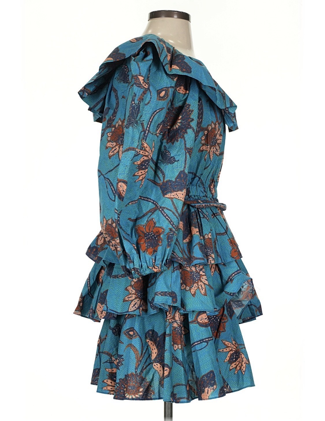 Ulla Johnson “Giselle” Teal Blue Floral Puff Sleeve Mini Dress – Sz 2