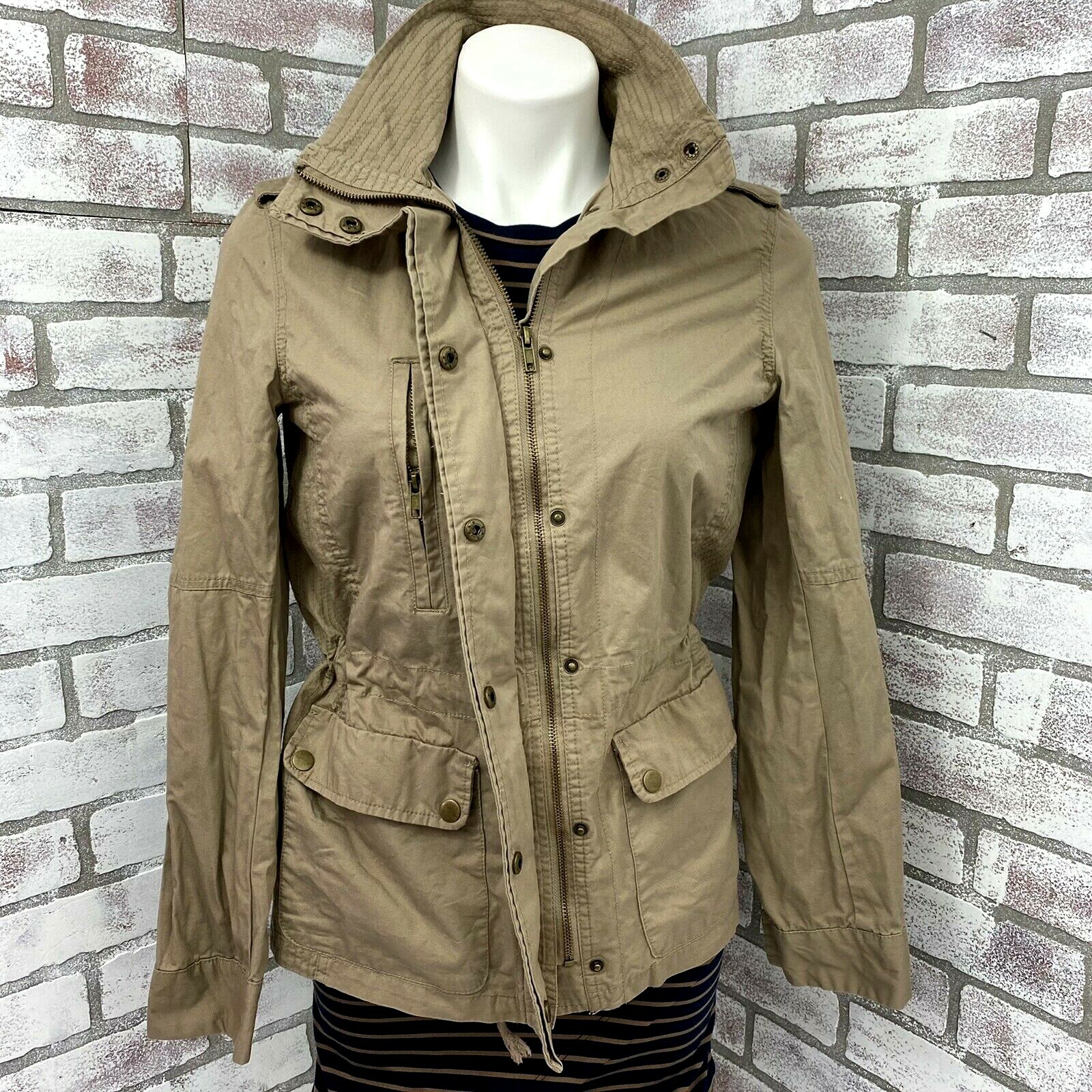 Love Tree Dress Womens Medium Lot Anorak Jacket Brown Blue Knit Pocket