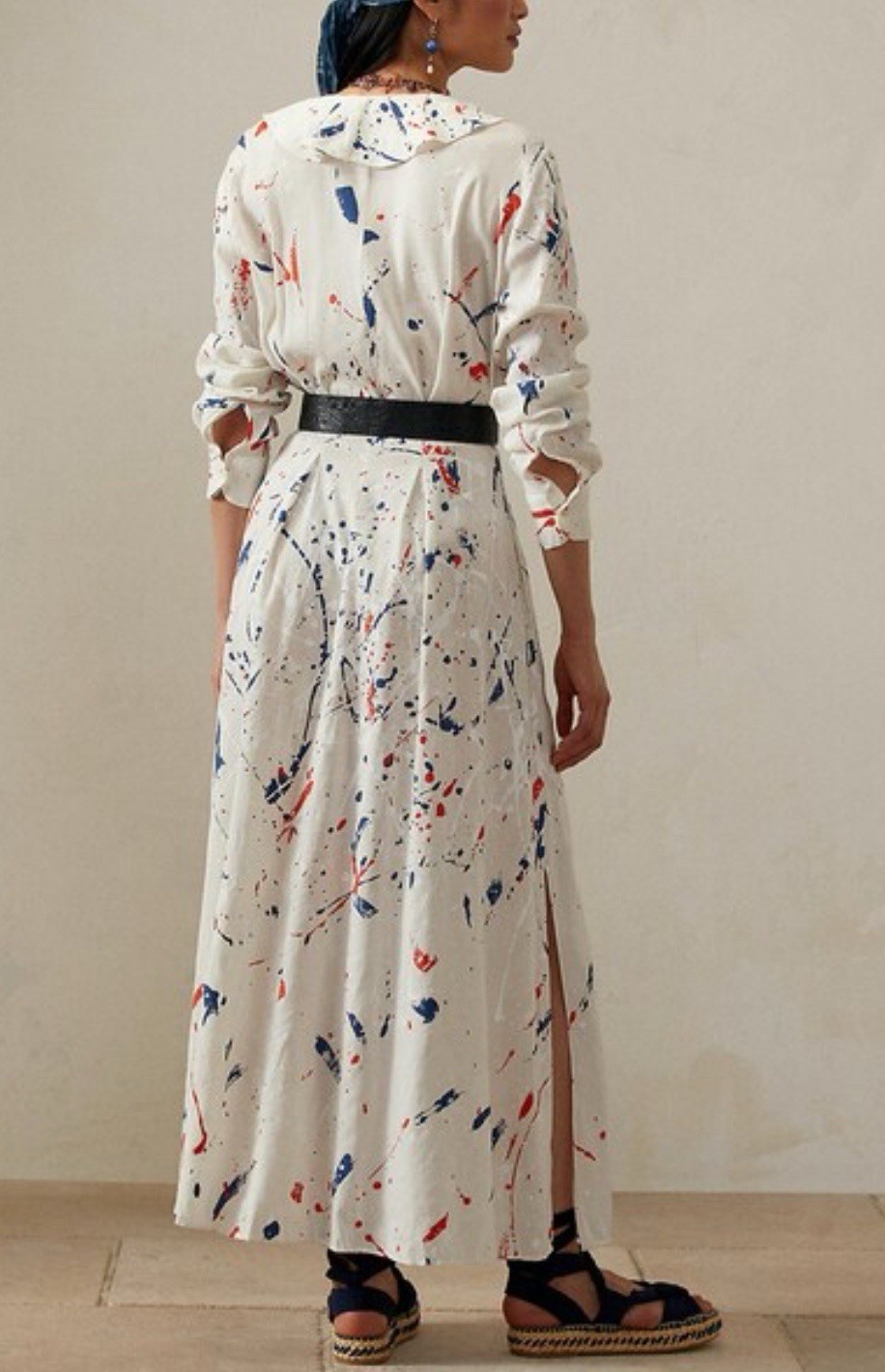 NWT $2790 RALPH LAUREN Collection Anakin Stretch Linen Paint Day Dress Sz 10
