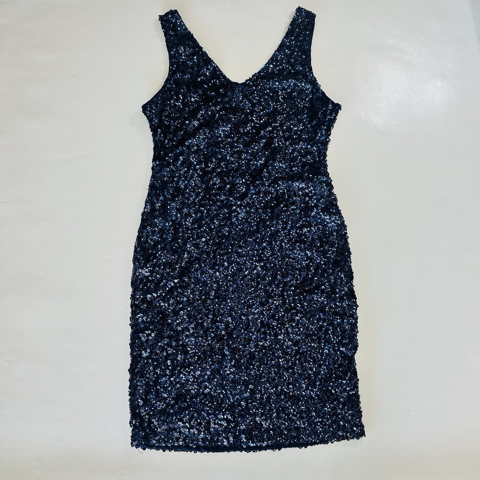 PrettyGuide Women’s Xl Navy Blue Sequin Sleeveless Cocktail Dress V Neck Party