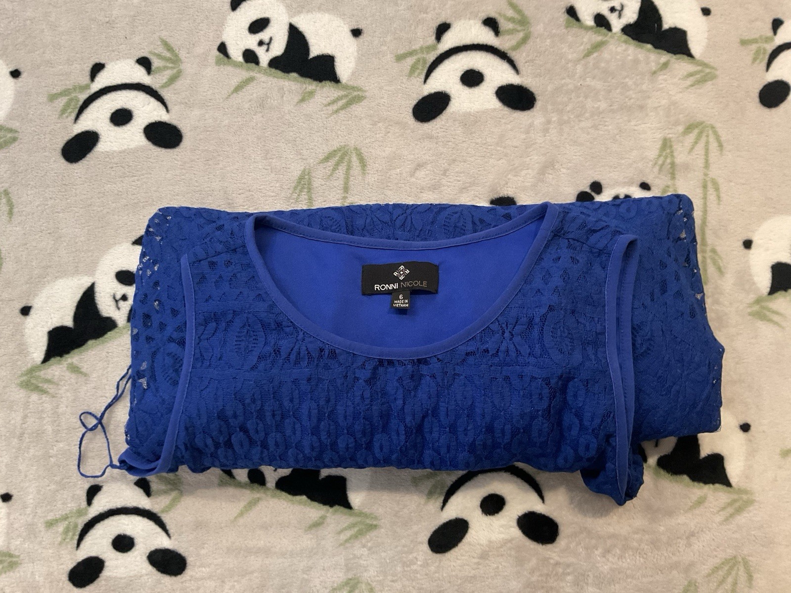RN Studio Ronni Nicole Women’s 6 Sleeveless Cobalt Blue Crochet Dress