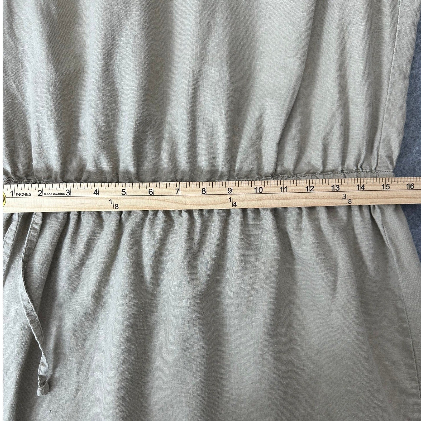 Eastern Mountain Sports Dress Large Tan Linen Blend Sleeveless Safari Minimalist