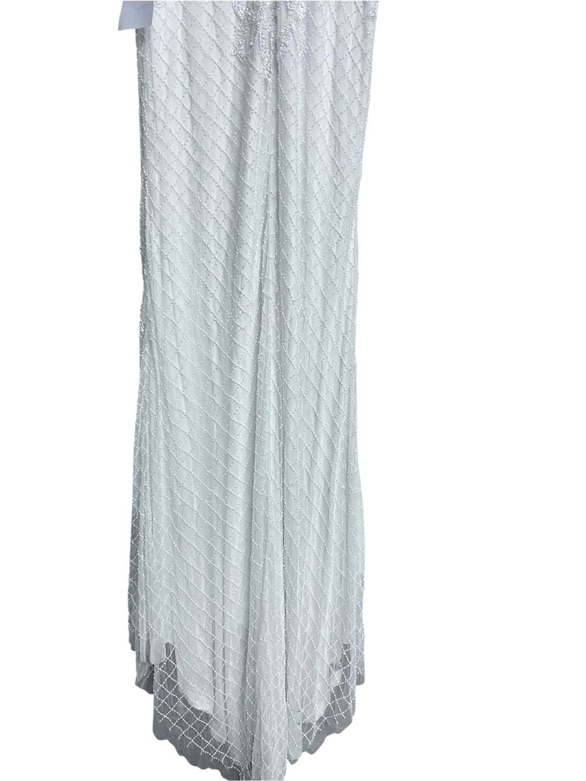 New Lulus Bridal Cherished Vow White Beaded Backless Mermaid Maxi Wedding Dress