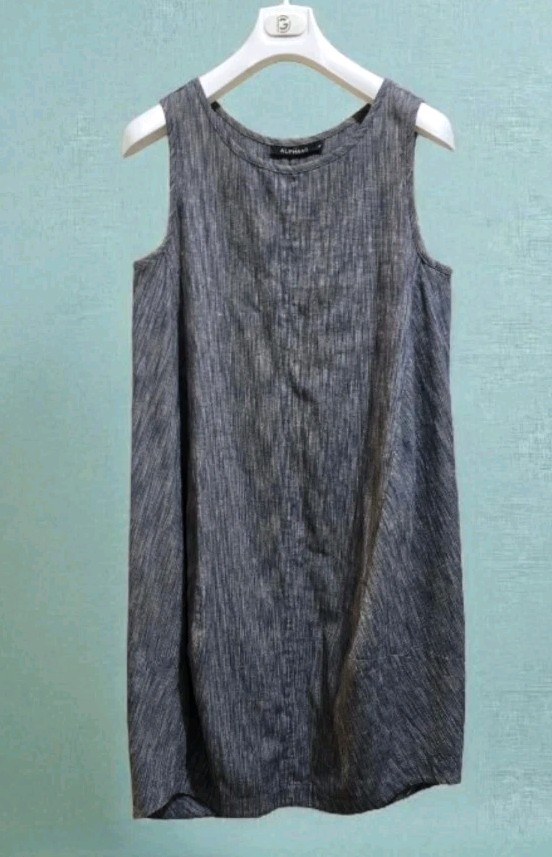 Alpha60 Women’s Cotton/Linen Sleeveless Cocoon Midi Dress! L