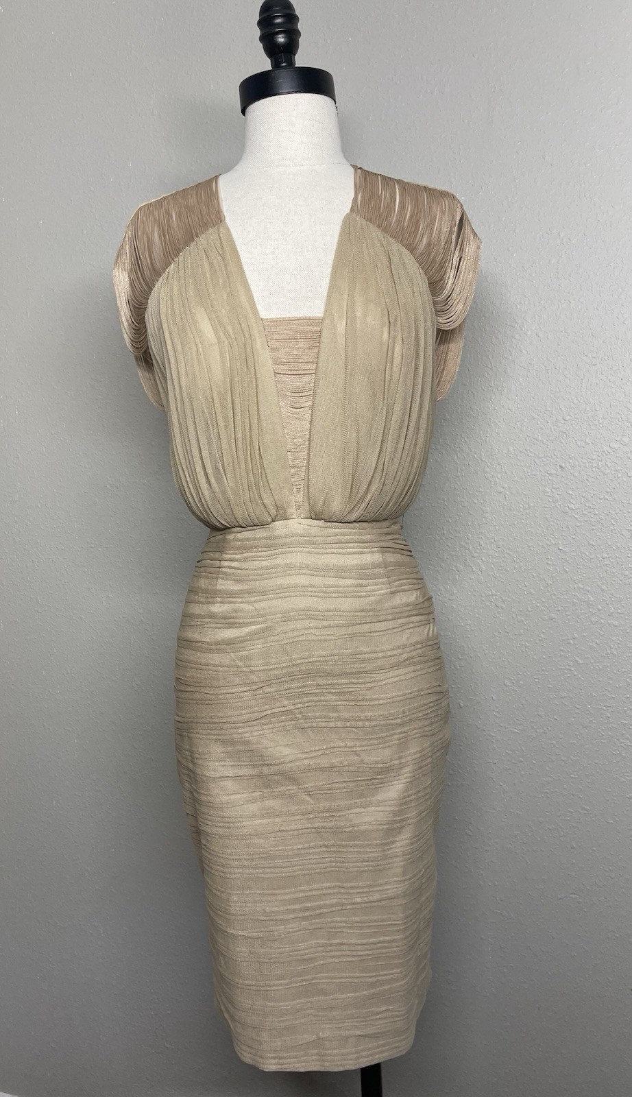 Catherine Deane Pleated Fringe Back Midi Dress – Size US 6 / UK 10