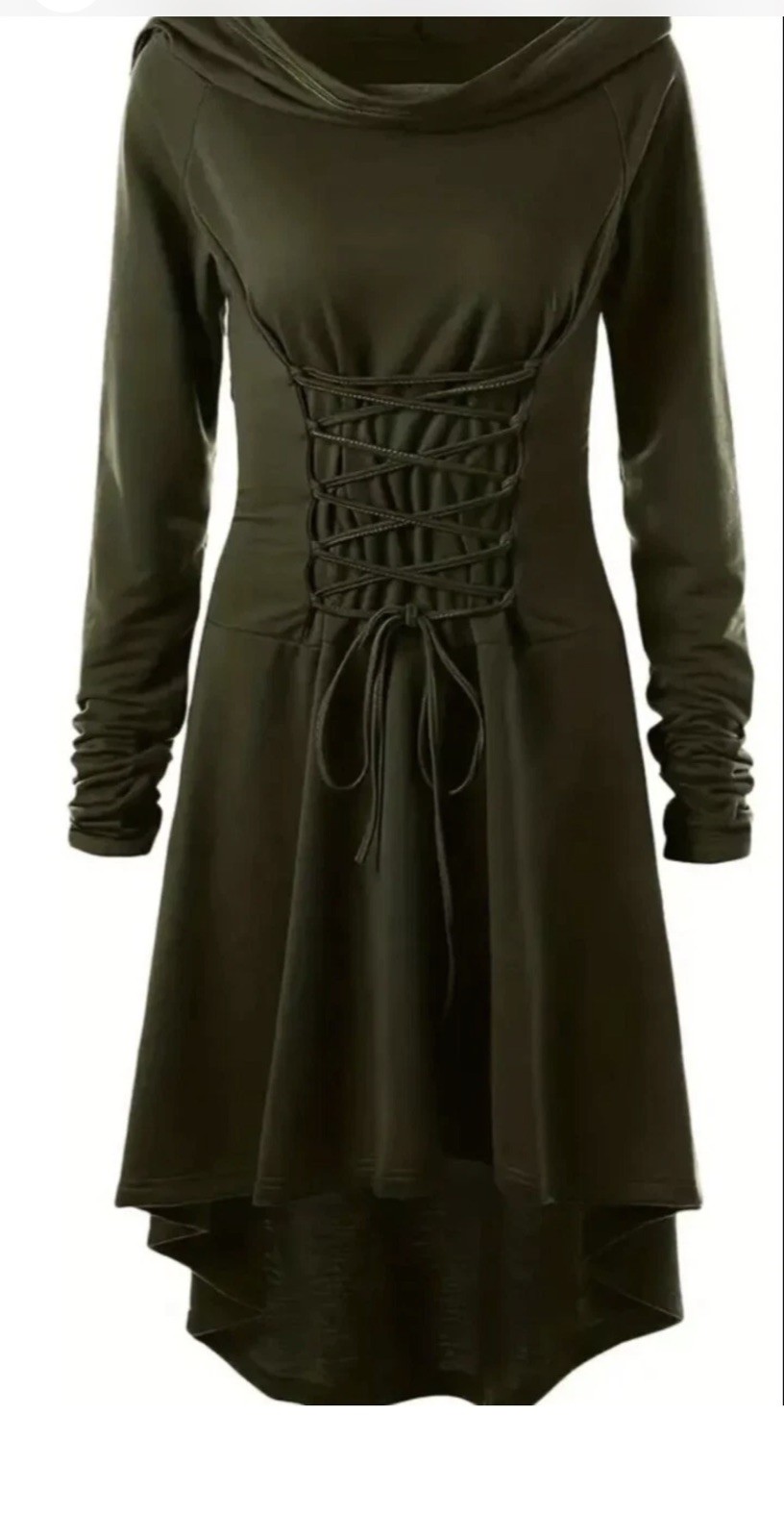 Gothic/Witch or Halloween Womens Hooded Black Dress Long Sleeve Size L (12)