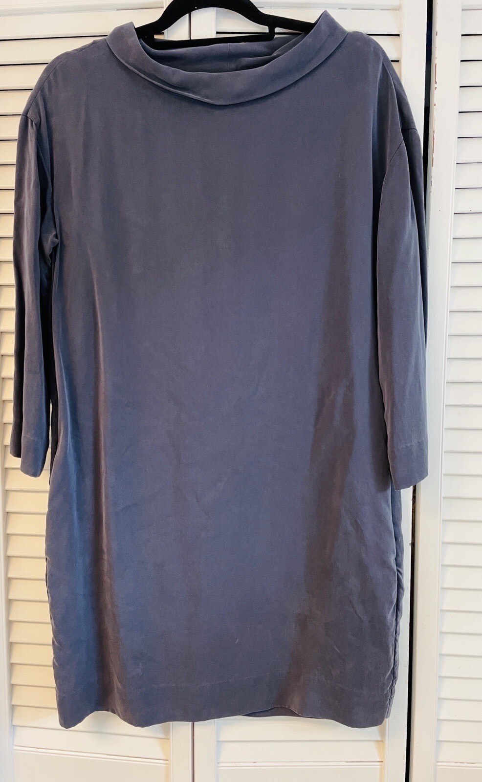 COS Dress Stand Up Collar Dress 3/4 Sleeve Shift Pockets Morandi Blue Size 6