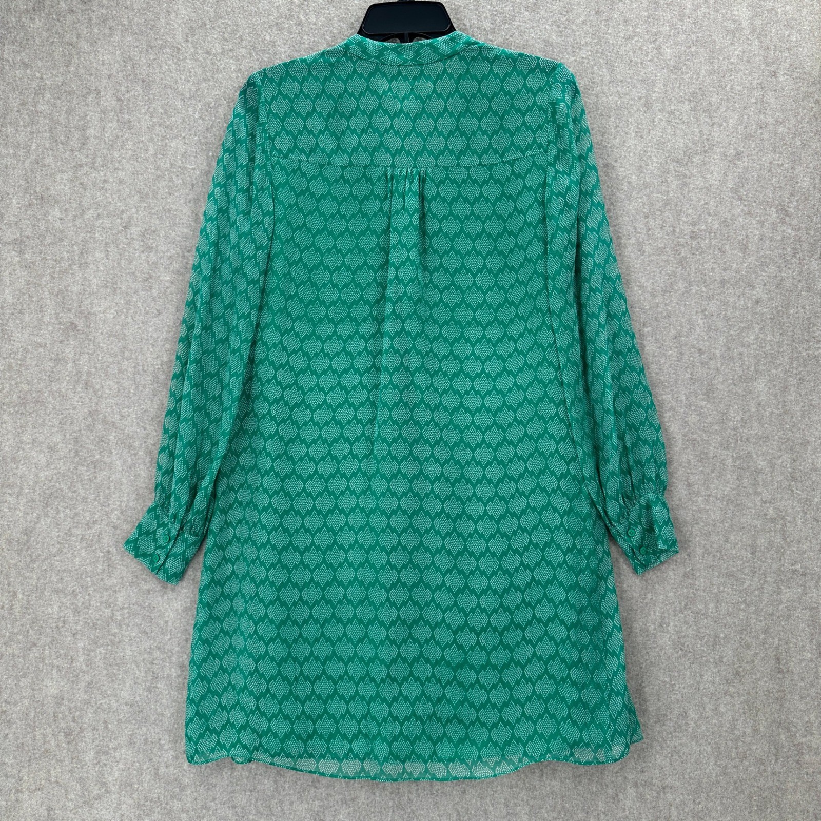 DIANE VON FURSTENBERG Green SILK Button Front Shirt Babydoll Dress SZ 2