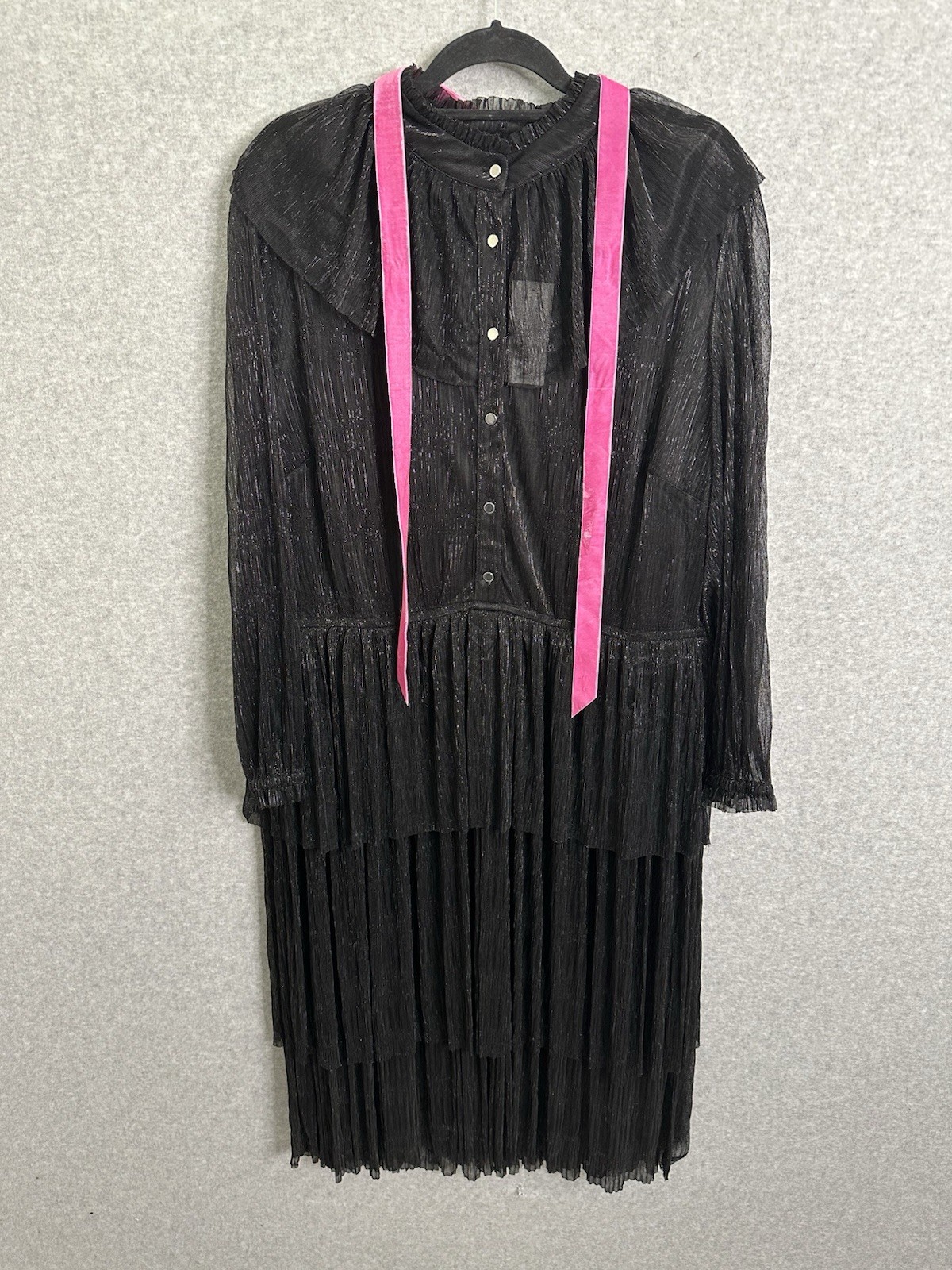 Studio Park X Shawn Killinger Womens Dress 2X Black Tiered Metallic Pleat