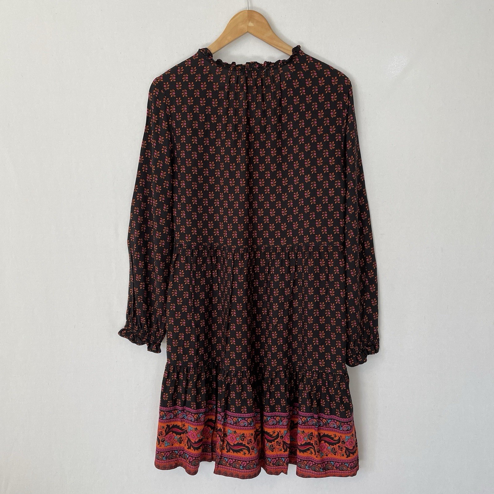 Beachlunchlounge Size Medium Long Sleeve Ruffle Hem Peasant Style Dress