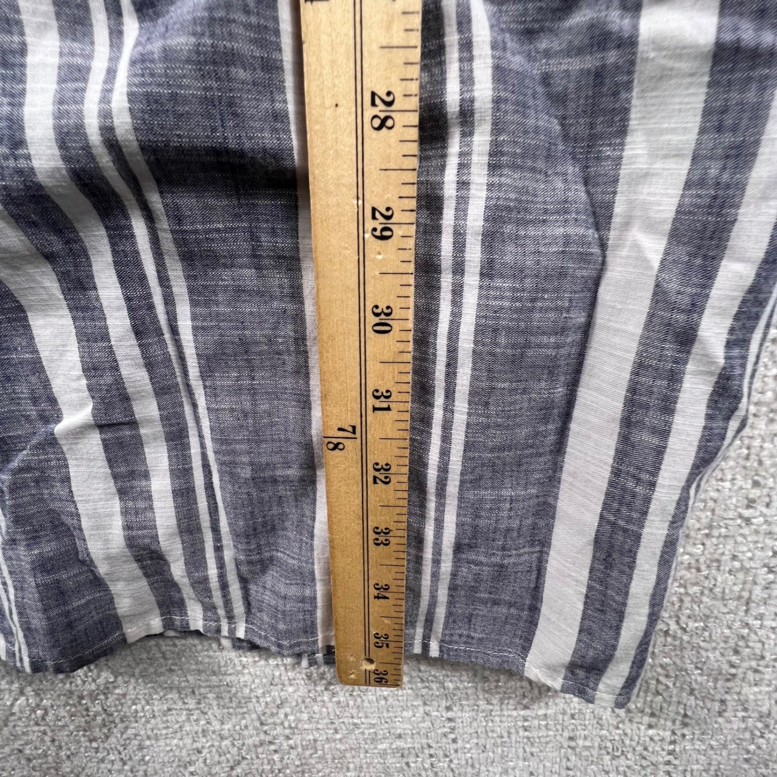 J.Crew Grey White Striped V-Neck Mini Dress Elastic Waist Pockets Womens M F2269
