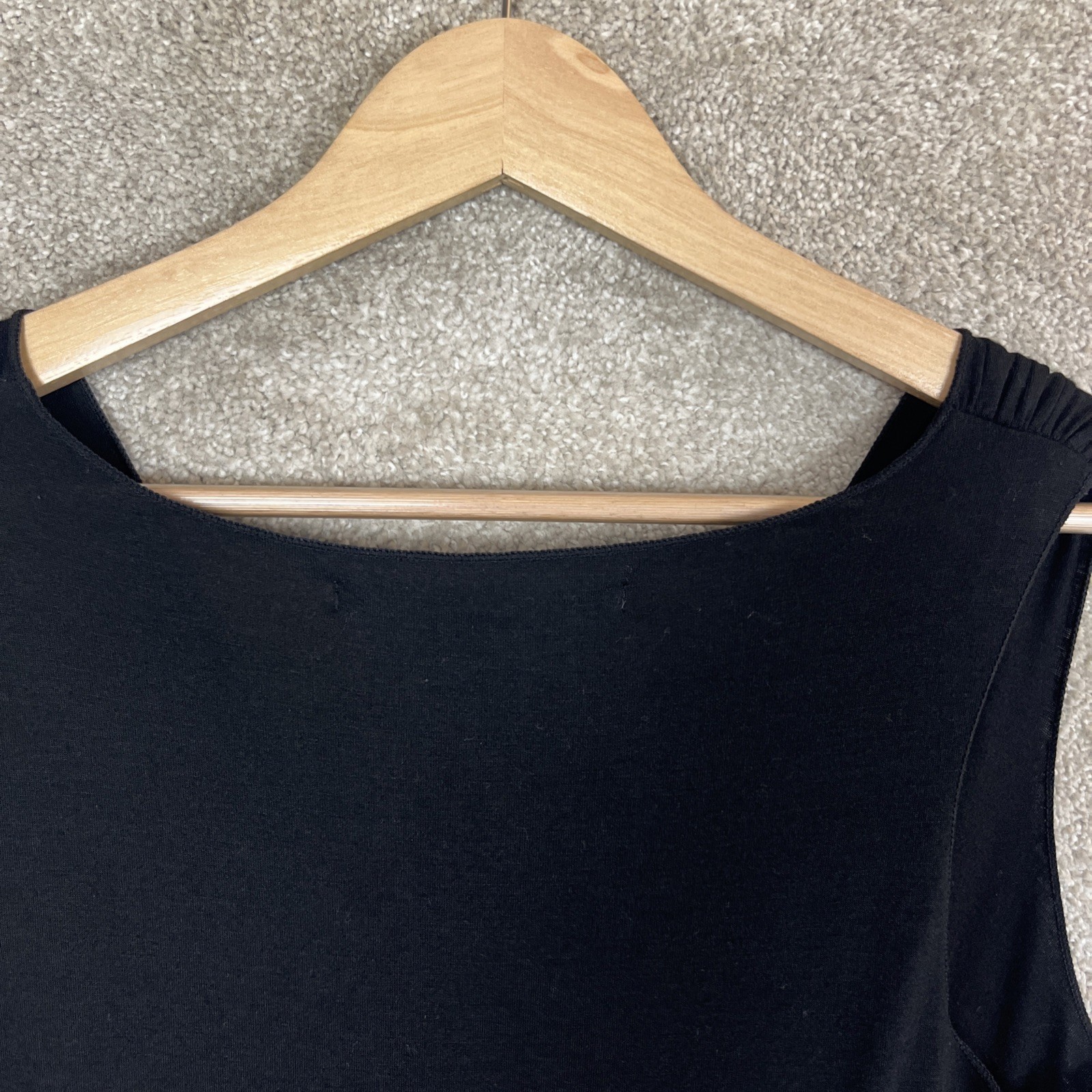 Max Studio Dress Womens Medium Black Sleeveless Stretch Layered V Neck- 4928