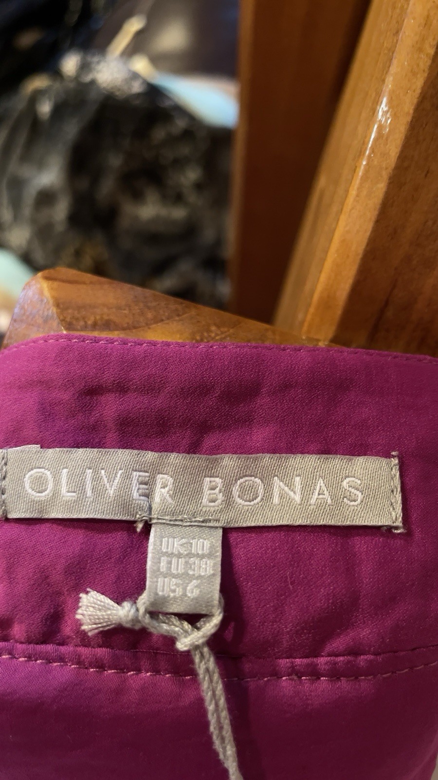 Oliver Bonas Size 6 Purple Swing Satin Midi V Neck Dress