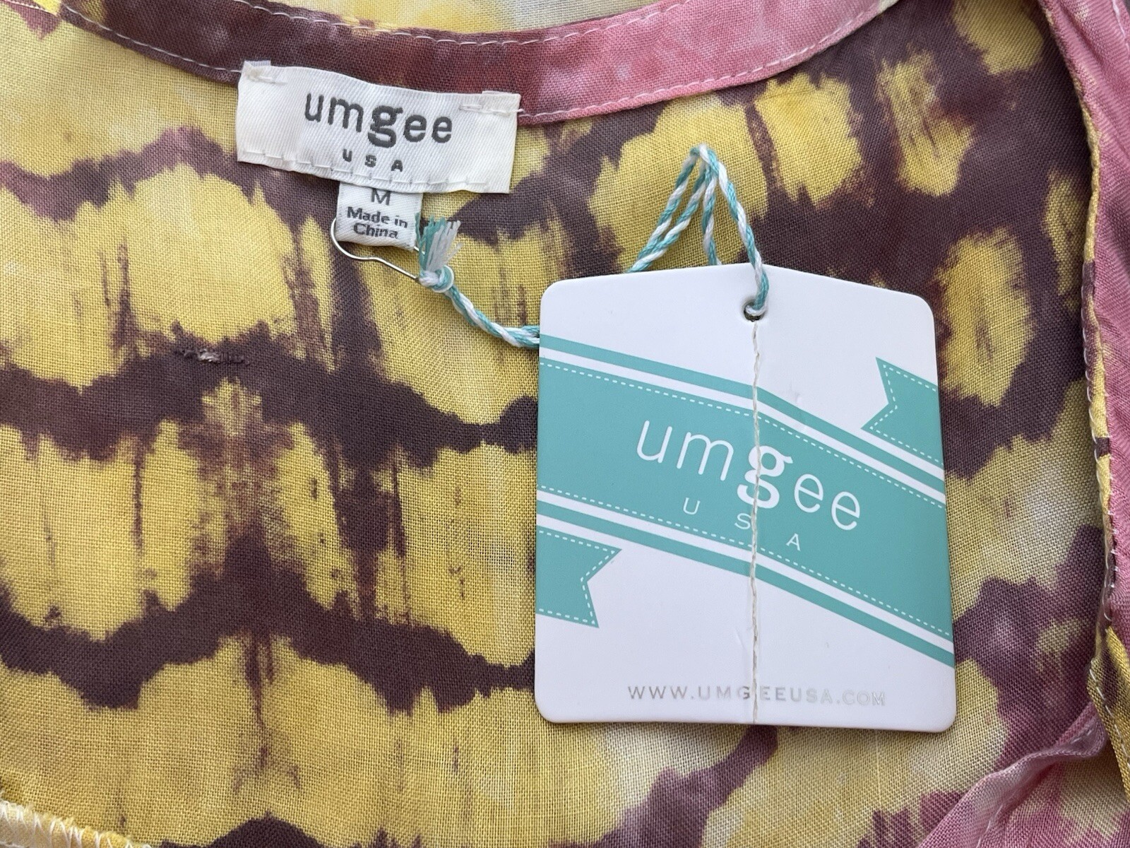 Umgee Boho Sleeveless Pullover Summer Spring Flowy Mini Dress Women’s Medium