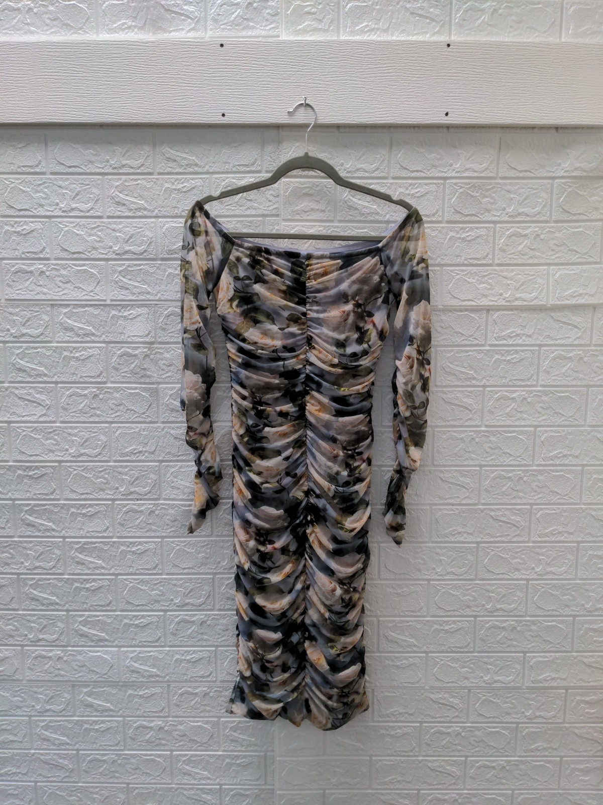 New L Agence Women’s Morgana Ruched Mesh Dress Sz S