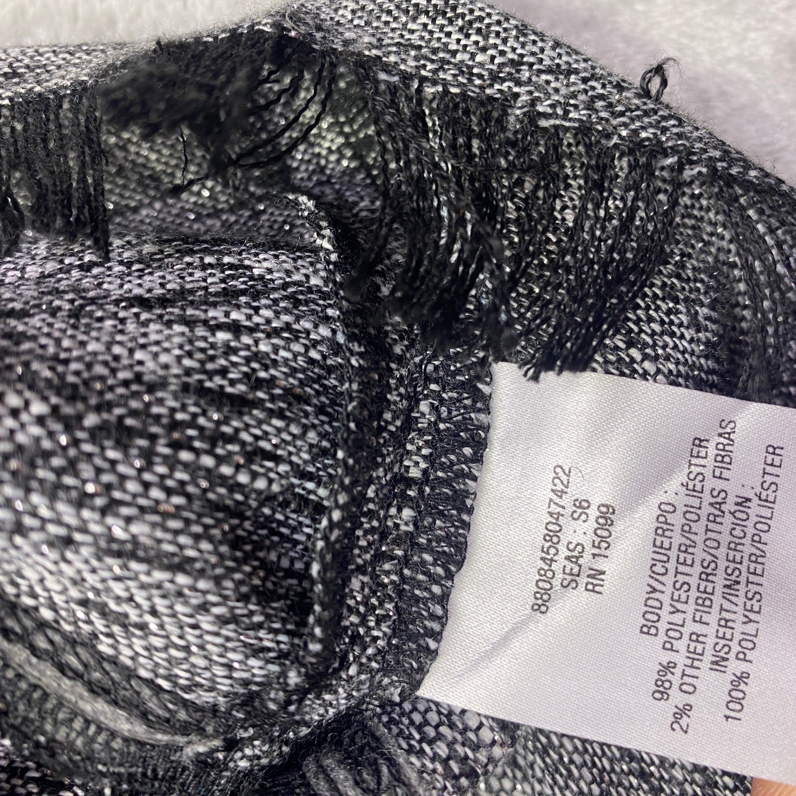 Covington Missy Cropped A Line Dress Silver Lurex Tweed Fringe Gray Large NWT
