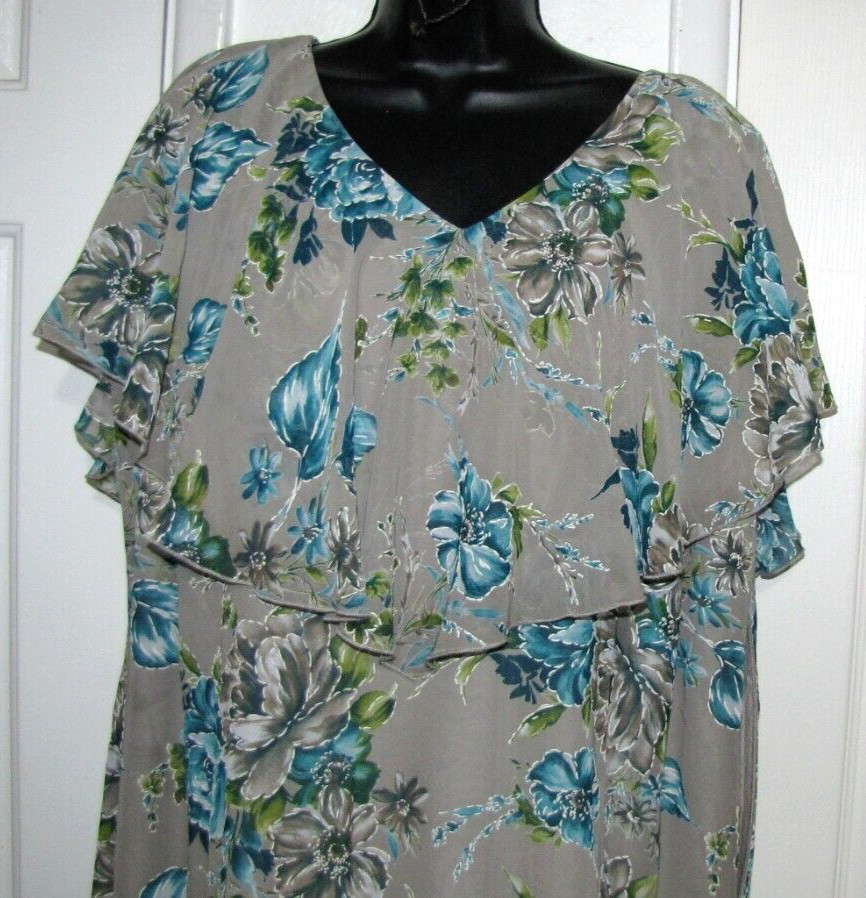 NWT Isabel Hayley Timeless Trends flowy Coctail dress Teal Flowers Women’s 18W