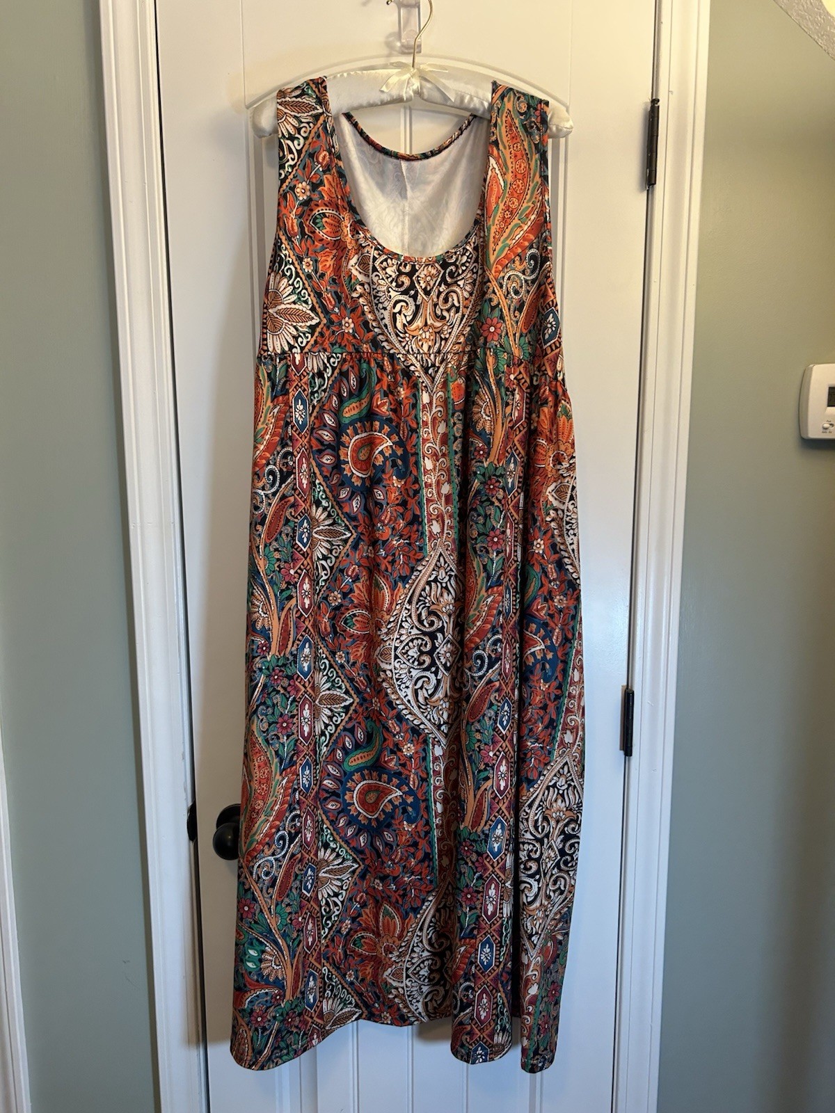 Unbranded Plus Size 5XL Boho Paisley Comfort Dress Colorful Stretch Flowy Long