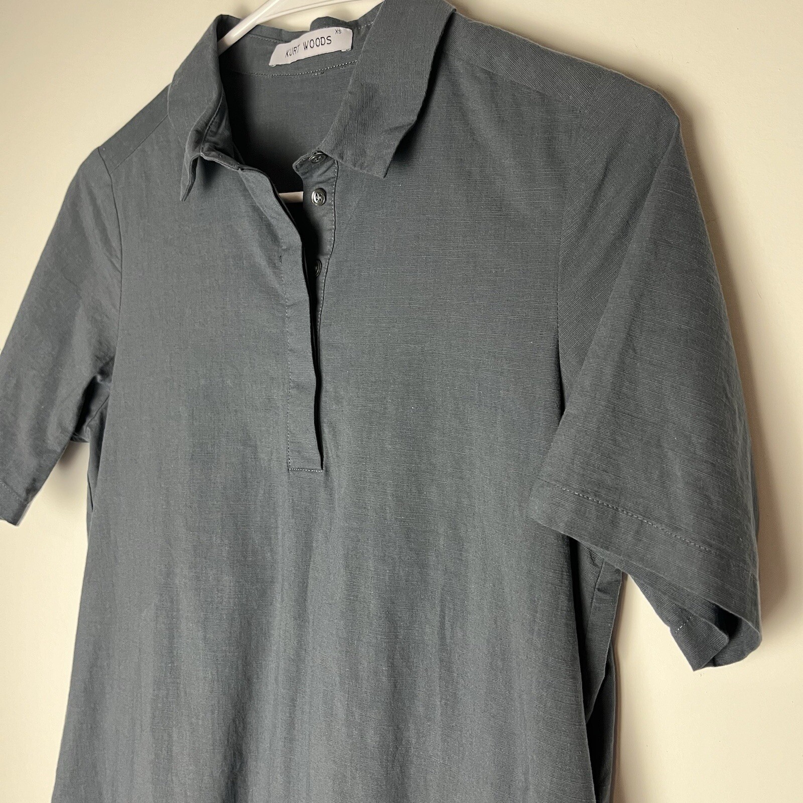Kurt Woods Gray Mini Dress Pockets Collar XS