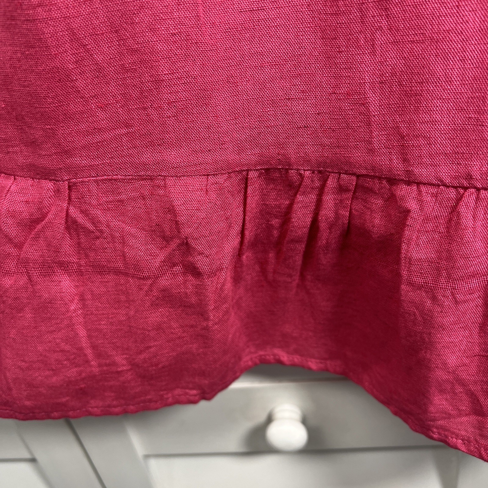 Sim & Sam Linen Blend Puff Sleeve Mini Dress Sundress Size Medium Hot Pink NWT