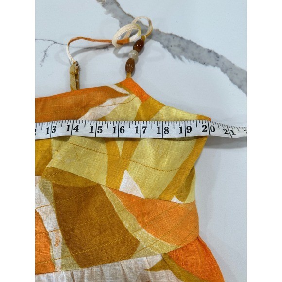 1 STATE Orange Yellow Abstract Leaf Print Maxi Dress XL