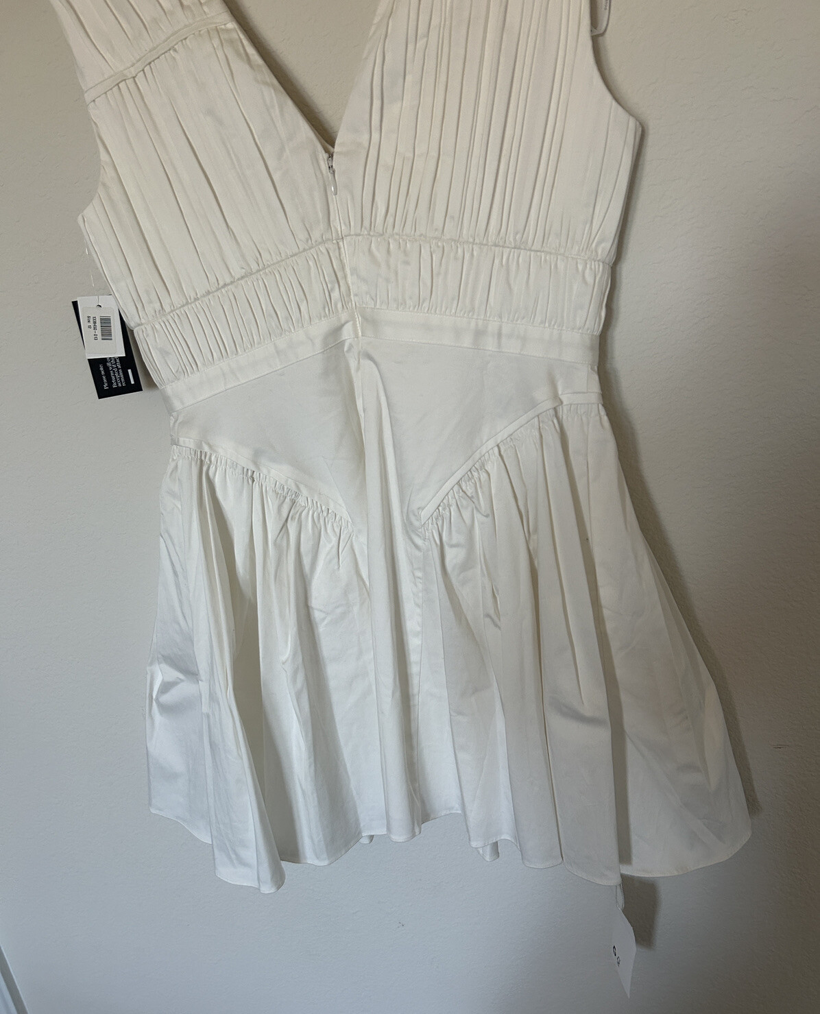 Self Portrait White Pleated Bow Mini Dress Size 8 NWT